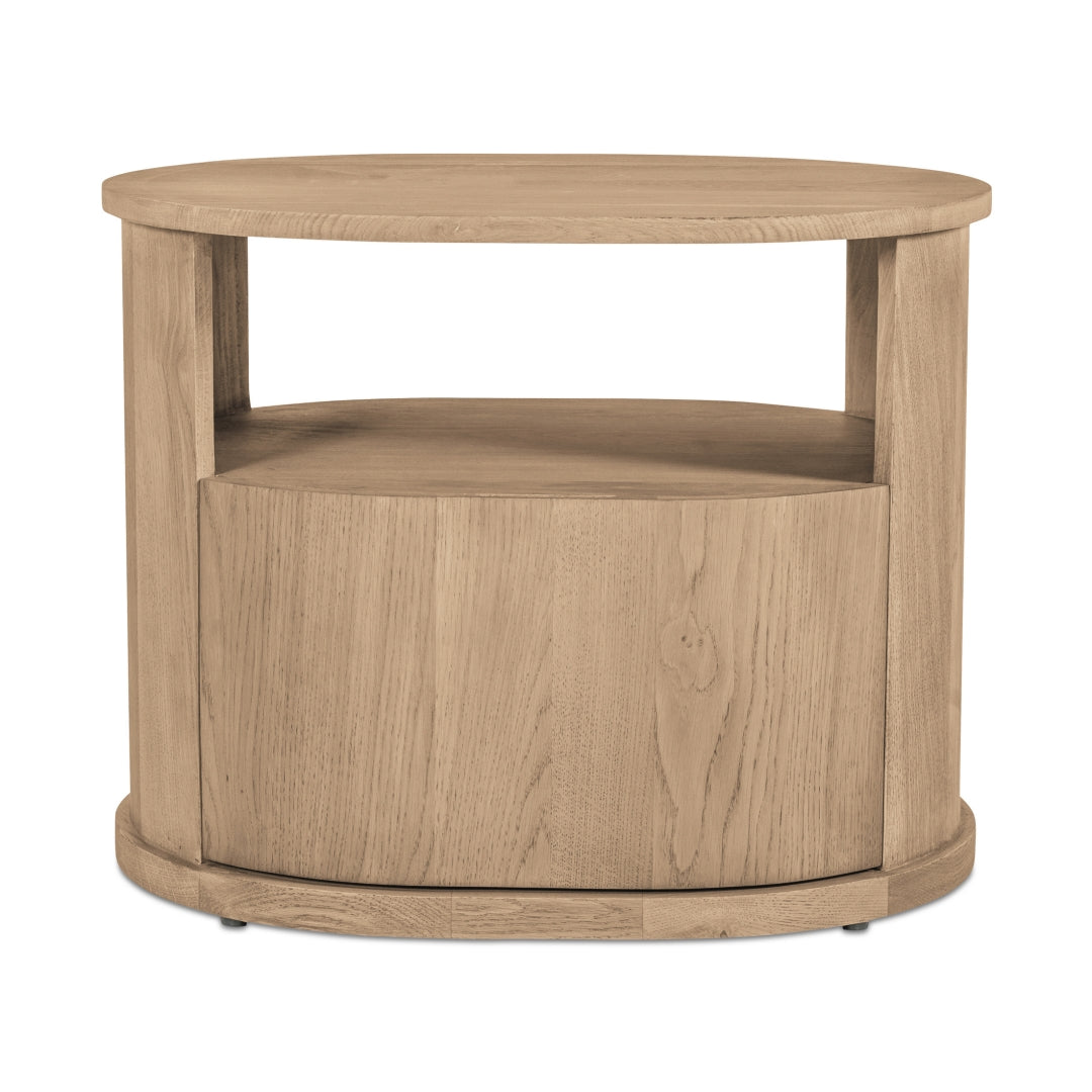 Table de chevet minimaliste en chêne massif avec tiroir capsule à fermeture silencieuse pour chambre à coucher