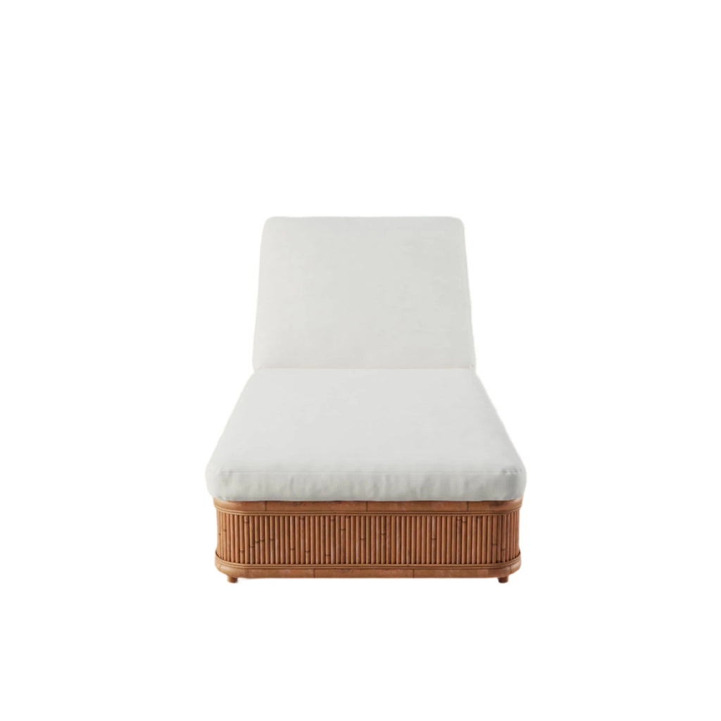 Bain de soleil d'extérieur élevé en rotin régénérateur et biosourcé, avec coussin certifié OEKO-100, pour jardin ou piscine