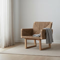 Chaise longue rustique en corde d'herbes marines et bois de hêtre avec texture tressée naturelle pour salon ou patio