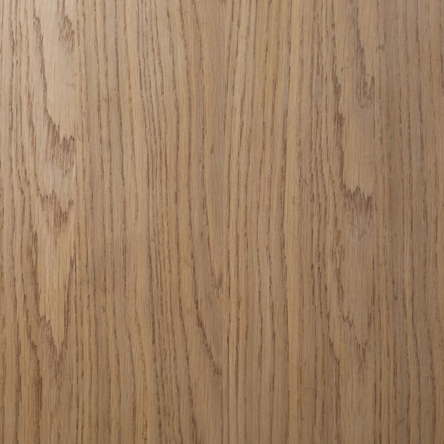 Meuble de salon en bois d'hévéa naturel, placage de chêne et verre avec vitrine ouverte