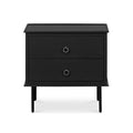 Table de chevet industrielle en MDF et acacia avec pieds en fer noir et poignée de style heurtoir pour chambre à coucher