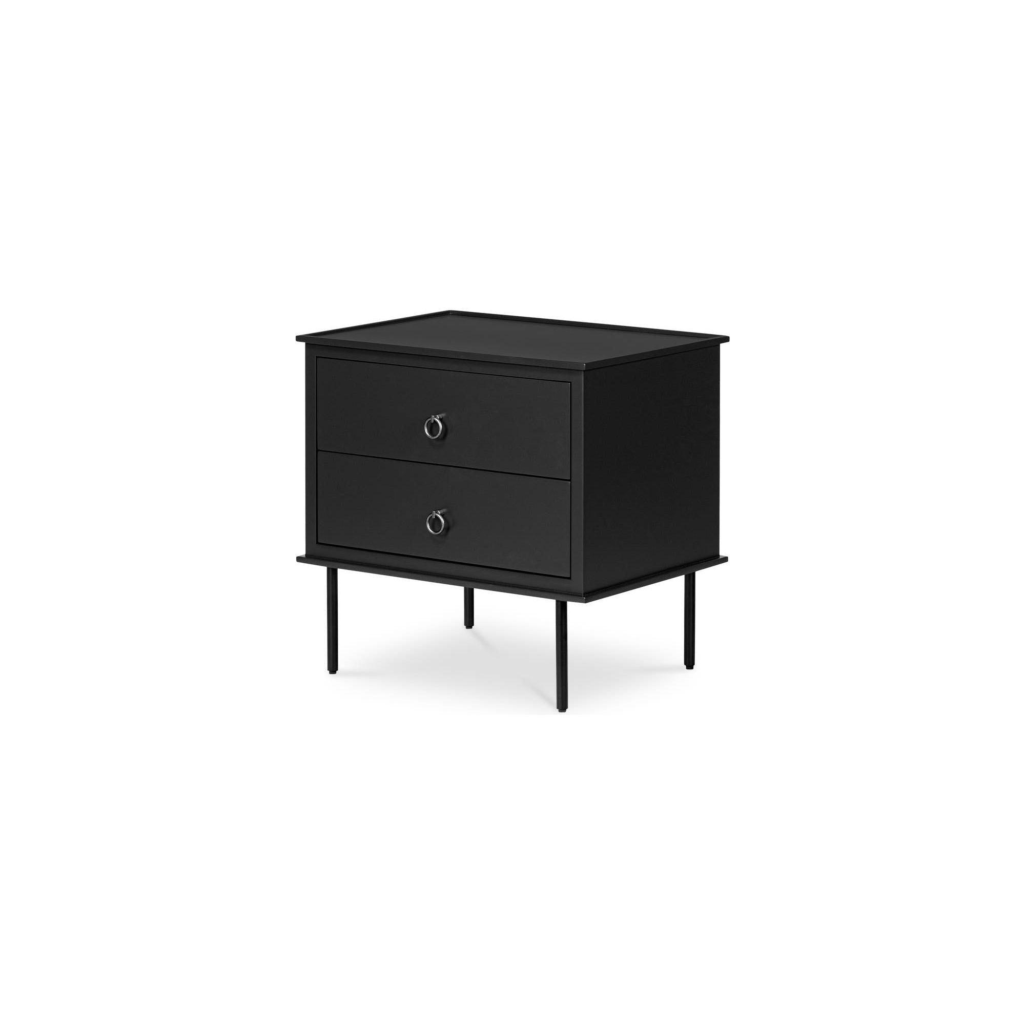 Table de chevet industrielle en MDF et acacia avec pieds en fer noir et poignée de style heurtoir pour chambre à coucher