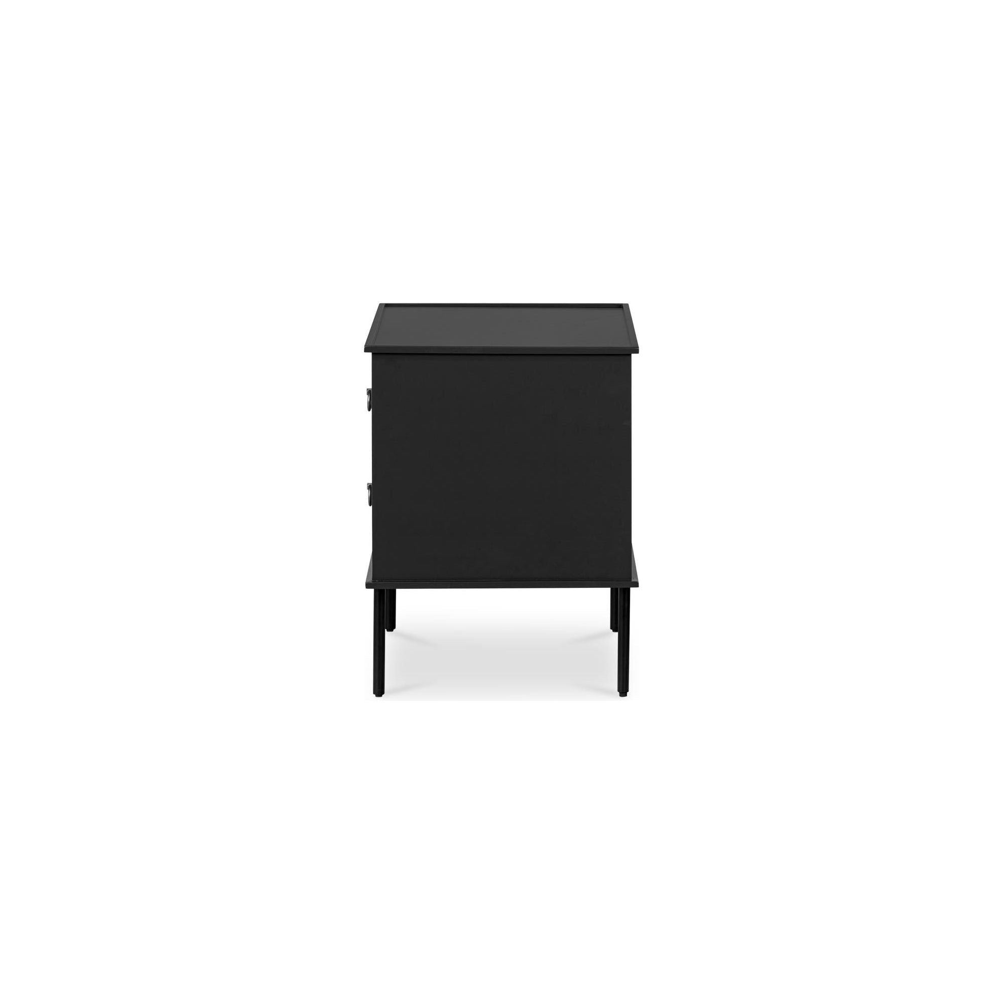 Table de chevet industrielle en MDF et acacia avec pieds en fer noir et poignée de style heurtoir pour chambre à coucher
