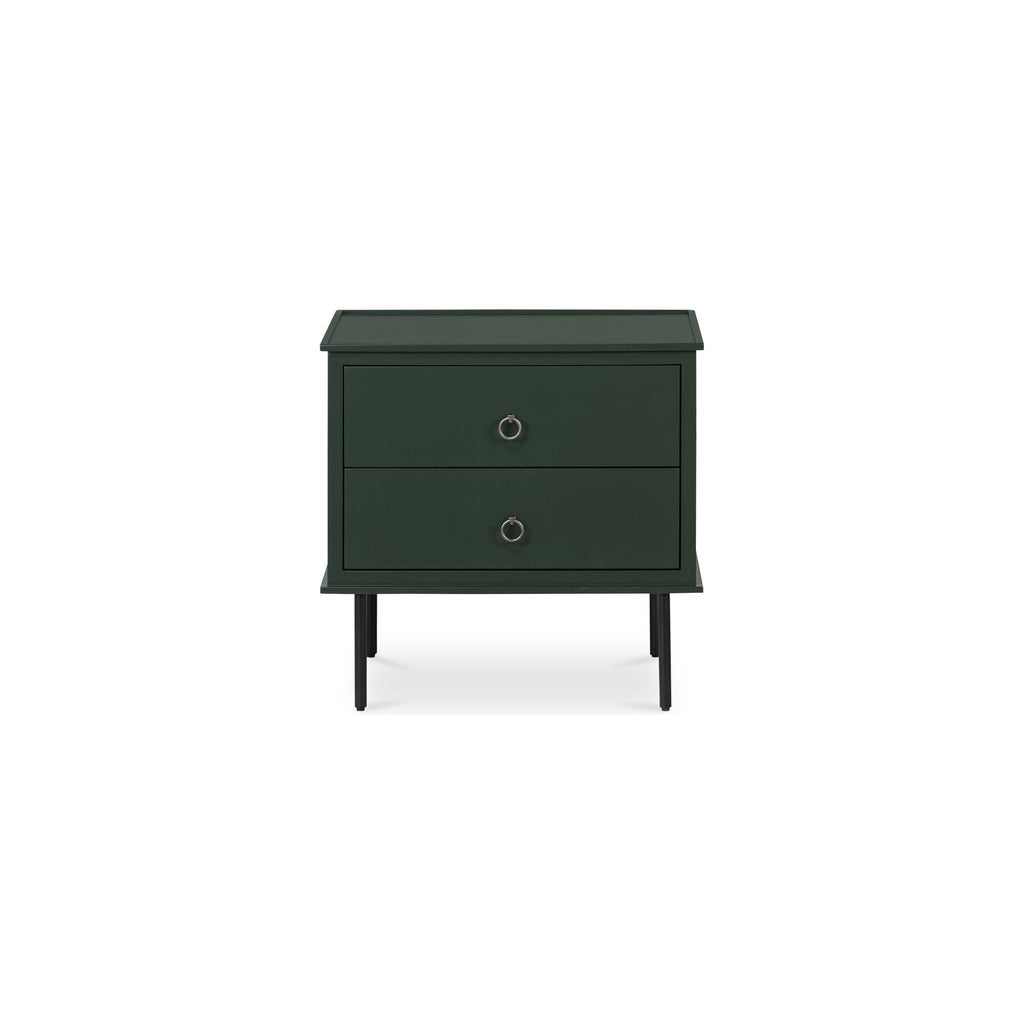Table de chevet industrielle en MDF et acacia avec pieds en fer noir et poignée de style heurtoir pour chambre à coucher