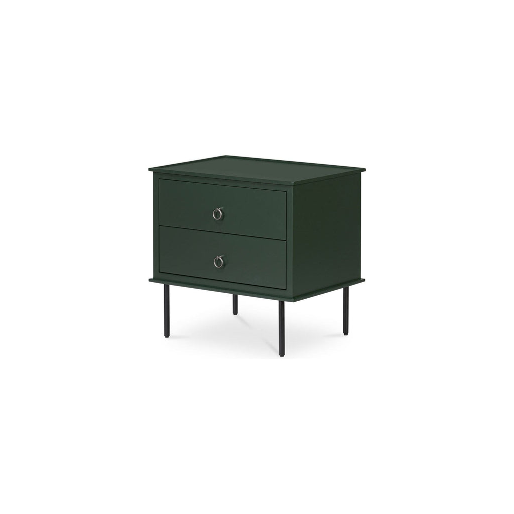 Table de chevet industrielle en MDF et acacia avec pieds en fer noir et poignée de style heurtoir pour chambre à coucher