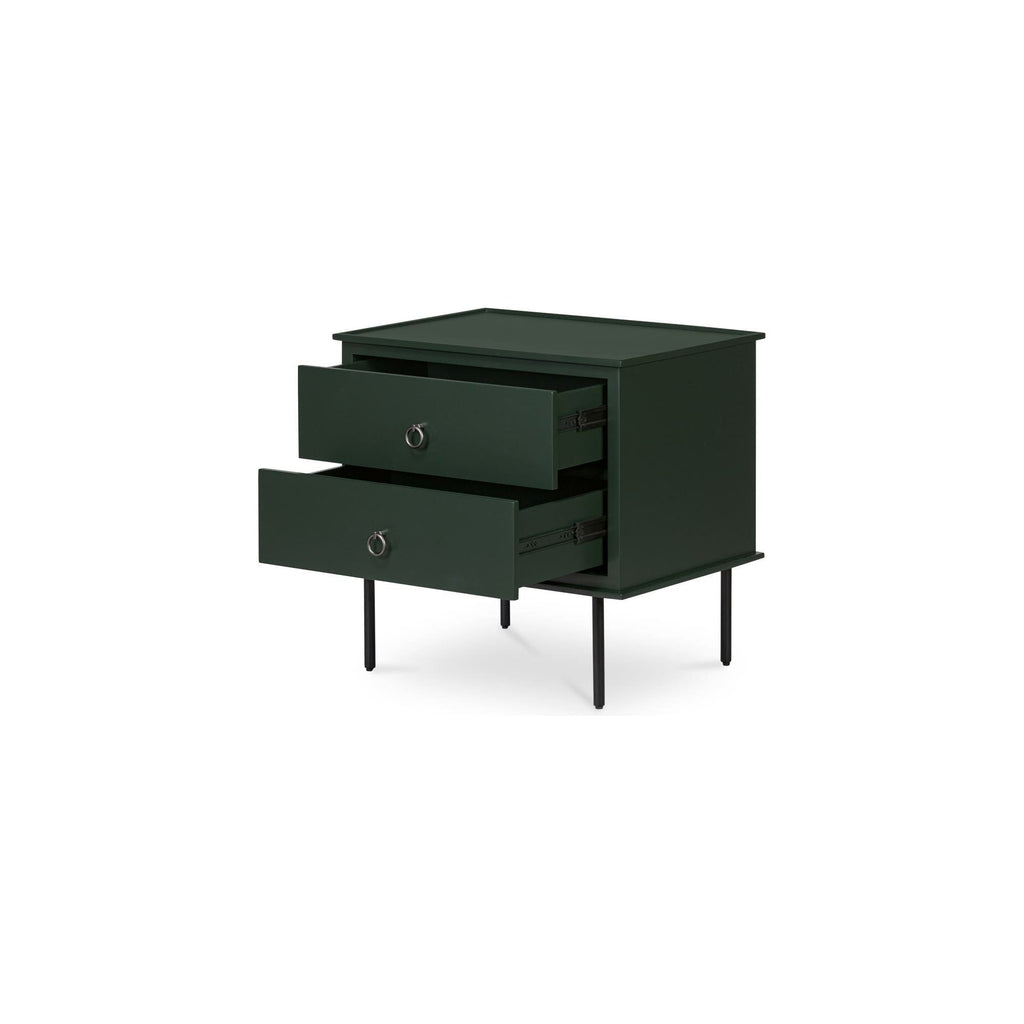 Table de chevet industrielle en MDF et acacia avec pieds en fer noir et poignée de style heurtoir pour chambre à coucher