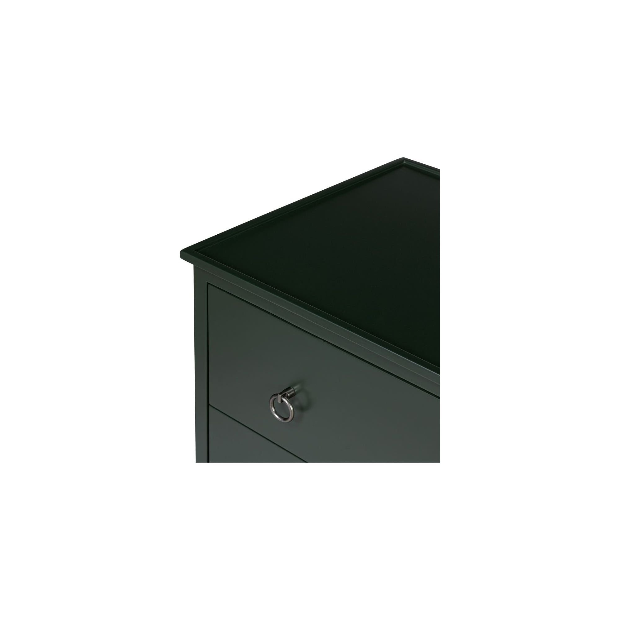 Table de chevet industrielle en MDF et acacia à 3 tiroirs avec pieds en fer noir et poignées style heurtoir pour chambre à coucher