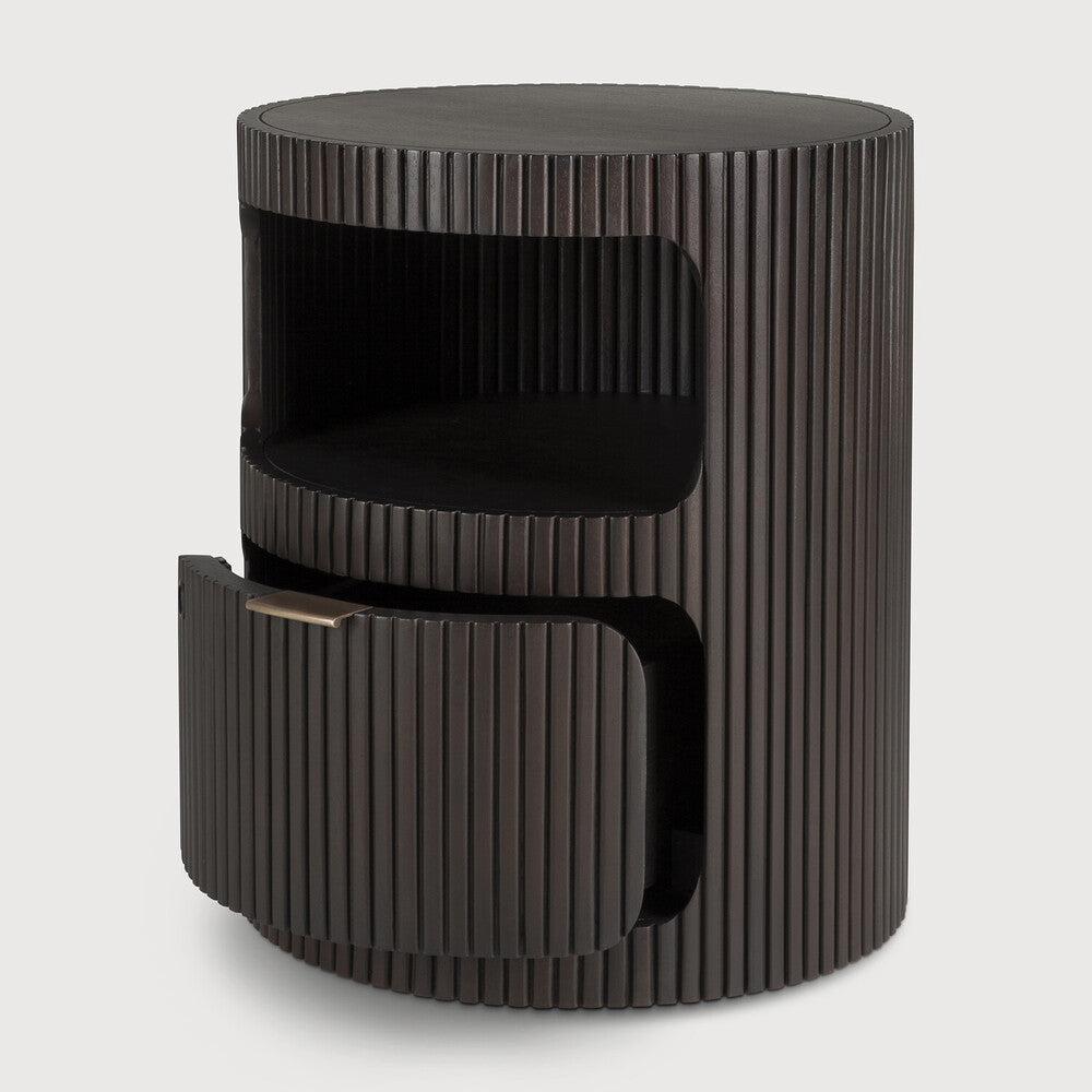 Commode en acajou foncé sculptée à la main avec plateau galet et tiroir verrouillable pour bureau ou chambre à coucher