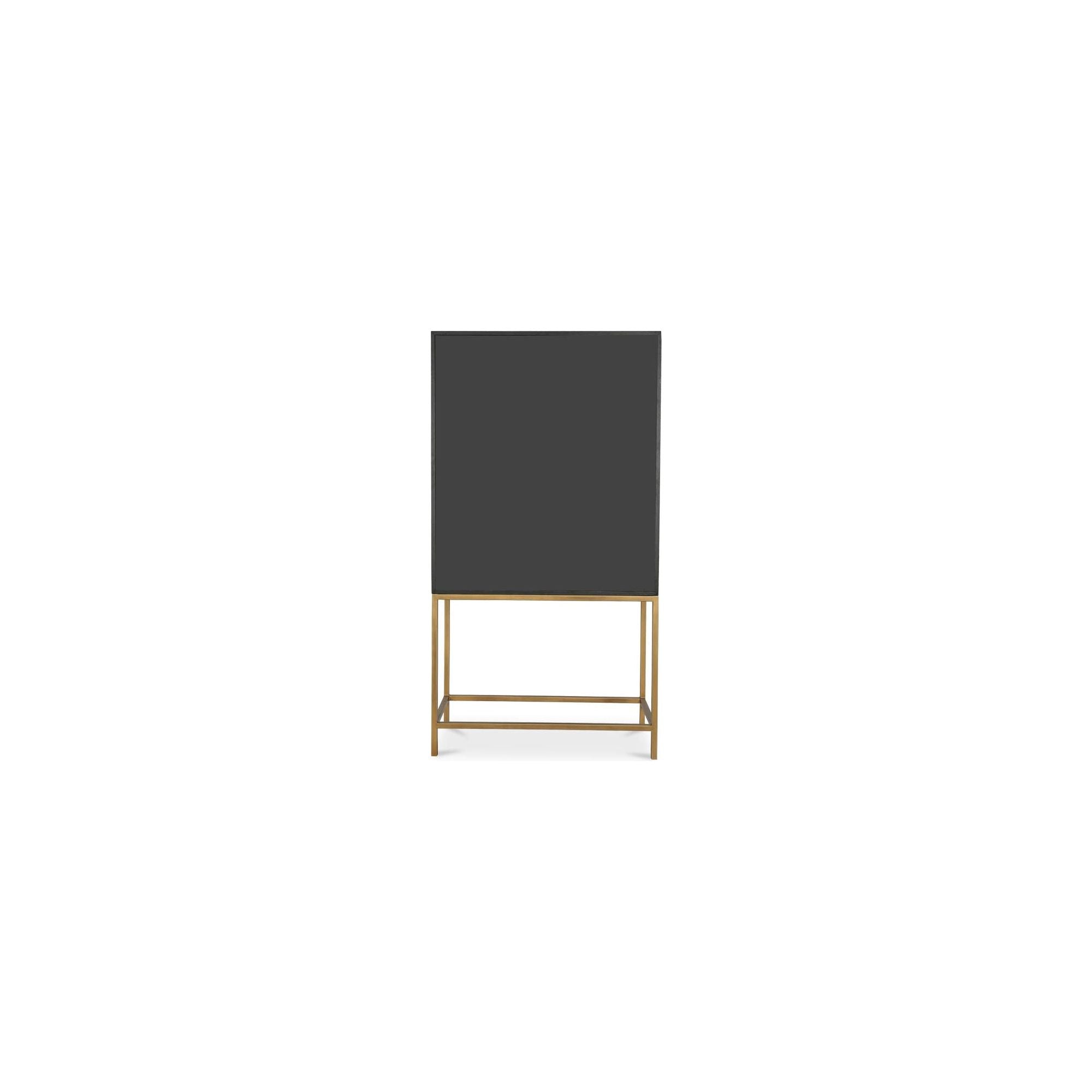 Bar contemporain en chêne massif et laiton, finition laquée mate, pour salon ou salle à manger